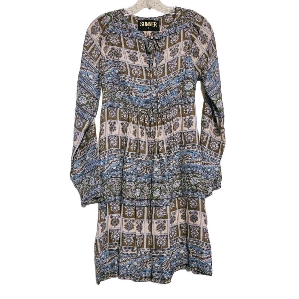 Anthropologie | Sunner 100% Silk Long Sleeve Dress (Size Small)